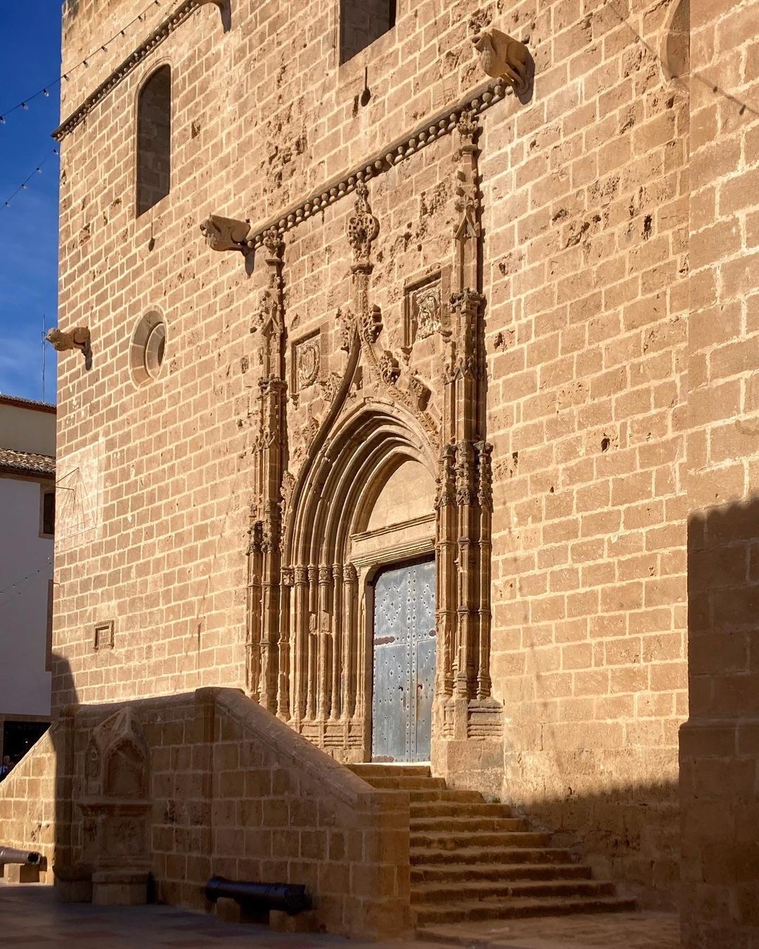 Stone façade of the fortress church of San Bartolomé